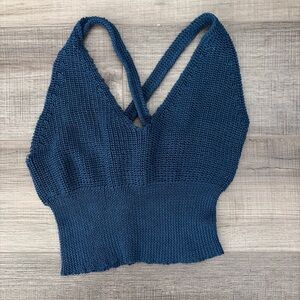 SHEIN Navy Blue Knit Crop Top